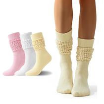 Meias Slouch Sock Scrunch para mulheres Flydo Stacked High, pacote com 3