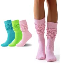 Meias Slouch Sock Scrunch para mulheres Flydo Stacked High, pacote com 3