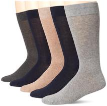 Meias sociais Amazon Essentials, 5 pares para homens, azul marinho/cinza/castanho Meias sociais Amazon Essentials, 5 pares para homens, azul marinho/cinza/castanho