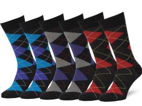 Meias sociais Easton Marlowe Classic Cotton Argyle Masculinas, 6 unidades 2 -6