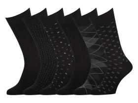 Meias sociais Easton Marlowe Classic Subtle Pattern, pacote com 6 unidades 4 -1 Meias sociais Easton Marlowe Classic Subtle Pattern, pacote com 6 unidades 4 -1