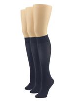 Meias sociais HUE Soft Opaque Knee High Navy para mulheres (pacote com 3)