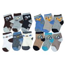 Meias Sortidas Infantil Bebê - Kit 12 Pares: Solado Liso + Antiderrapante Meias Sortidas Infantil Bebê - Kit 12 Pares: Solado Liso + Antiderrapante