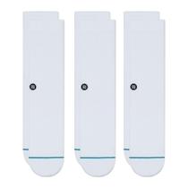 Meias Stance Crew Icon pacote com 3 para homens e mulheres - brancas