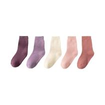 Meias Térmicas Infantis Forradas Com Lã, 5 Pares, Quentes De Inverno, Cano Médio, Estilo Coreano,
