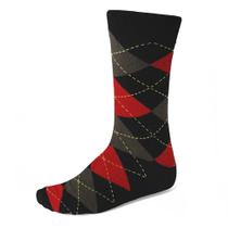 Meias tiemart Argyle preto e vermelho - um par