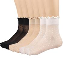 Meias transparentes com babados Mcool Mary para mulheres, 12 pares nuas Meias transparentes com babados Mcool Mary para mulheres, 12 pares nuas