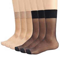 Meias transparentes Mcool Mary Nude Crew Stocking para mulheres, pacote com 6