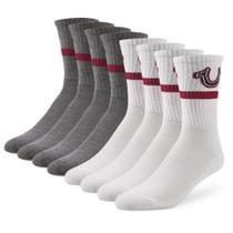 Meias True Religion Crew Socks para homens, tamanho 8-12 (8 pares)