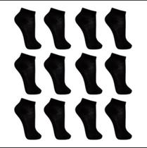 Meias Unisex Kit 12 Pares Soquete Cano Curto 36 A 44 PRETO