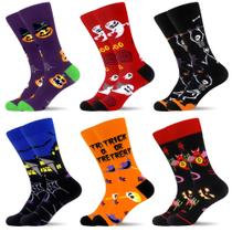 Meias WeciBor Halloween Funny para homens, pacote com 6 unidades, presente de terror para adultos Meias WeciBor Halloween Funny para homens, pacote com 6 unidades, presente de terror para adultos