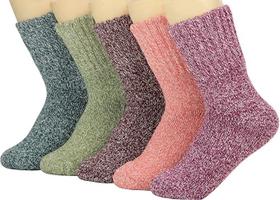 Meias Weweya, malha grossa, lã, meias redondas de inverno, femininas