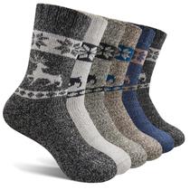 Meias YUVFEHY Merino Wool para homens Elk Style 6 pares