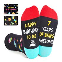 Meias Zmart de 7º aniversário para meninos e meninas de 7 anos, pretas