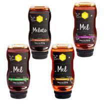 Mel bracatinga, silvestre, laranjeira e eucalipto 550g apiario flor de mel - kit 4 unidades Mel bracatinga, silvestre, laranjeira e eucalipto 550g apiario flor de mel - kit 4 unidades