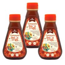 Mel com Própolis, Canela, Hortelã, Guaco, Canela e Poejo 3 Bisnagas com 320g
