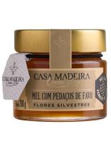 Mel flores silvestres com pedaços de favo casa madeira 200g