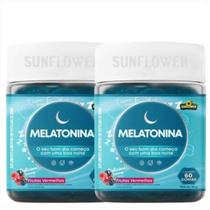 Melatonina Sunflower Sabor Frutas Vermelhas 60 Gomas kit c/2