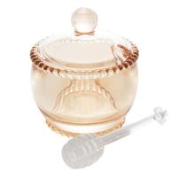 Meleira 10 cm de cristal âmbar com colher Pearl Wolff - 28402