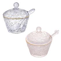 Meleira + Açucareiro Cristal Martelado A Com Fio De Ouro Meleira + Açucareiro Cristal Martelado A Com Fio De Ouro