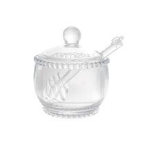 Meleira De Cristal com Colher e Tampa 10x8x7cm Pearl Wolff