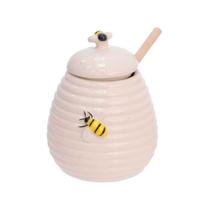 Meleira de Porcelana c/Colher Madeira Bee 300ml Hauskraft Meleira de Porcelana c/Colher Madeira Bee 300ml Hauskraft