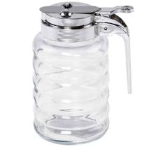 Meleira de Vidro 280ml com Dosador Pote para Mel Lyor Tampa de Plástico Cromada Transparente