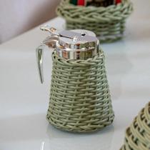 Meleira de Vidro e Vime Oliva 12 cm