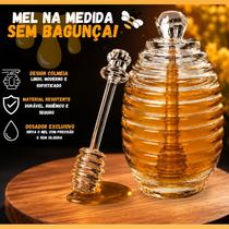 Meleira Design Moderno Decoração Cozinha Porta Mel Dosador Transparente Multiuso - Kit Girl