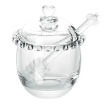 Meleira Porta Mel C/ Pegador Vidro Cristal Borda Coração