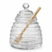 Meleira porta mel vidro 450 ml com colher de bambu casart Meleira porta mel vidro 450 ml com colher de bambu casart
