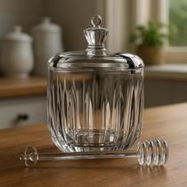 Meleira Pote Porta Mel Tampa Cristal Soho 360ml com Pegador Mesa Posta Luxo Café da Manhã Meleira Pote Porta Mel Tampa Cristal Soho 360ml com Pegador Mesa Posta Luxo Café da Manhã