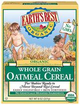 Melhor cereal infantil orgânico da Terra, cereal de aveia integral, caixa de 8 oz (Pacote de 12) - Earth's Best