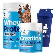 Melhor Combo Whey Protein com Creatina Monohidratada Pura e Glutamina 720g, J I Health