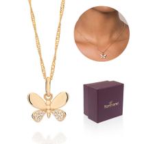Melhor Presente Feminino Colar + Pingente Borboleta Rommanel Banhado Ouro 18k Melhor Presente Feminino Colar + Pingente Borboleta Rommanel Banhado Ouro 18k