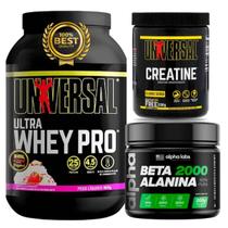 Melhores Suplementos Hipertrofia Whey Universal 900g + Creatina Pura Universal 200g + Beta Alanina Alpha Labs 200g