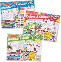 Melissa &amp Doug Activity Pad Bundle - Alfabeto, Cores &amp Formas &amp Números