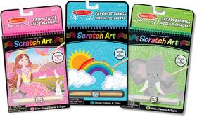 Melissa &amp Doug On the Go Scratch Art Activity Books Set - Contos de Fadas, Coisas Favoritas, Animais de Safári