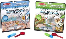 Melissa &amp Doug Water Wow Reusable Color-with-Water Deluxe Travel Activity Pad 2 Pack Around Town, Animal Antics
