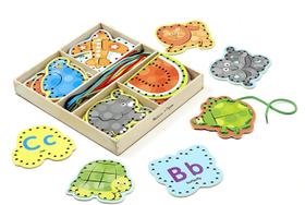 Melissa & Doug Cartões de Madeira ABC com Laços