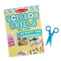 Melissa & Doug Sea Life Scissor Skills Activity Pad com tesoura segura para crianças 20 páginas