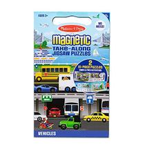 Melissa & Doug Take-Along Magnetic Jigsaw Puzzles Travel Toy Veículos (2 Quebra-Cabeças de 15 Peças), Verde