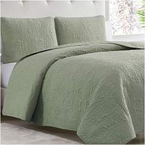 Mellanni Bedspread Coverlet Set - Capa de Cama com Shams - Tecnologia ultrassônica de acolchoamento - 3 peças oversized full / Queen Size Quilt Set - Colchas & Coverlets (Full / Queen, Olive Green)