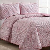 Mellanni Colcha King Size Set - Capa de Cama King com Shams - Tecnologia de Colcha Ultrassônica - Conjunto de Roupa de Cama King Quilt Oversized de 3 Peças - Colchas e Cobertas (Coral King, Medalhão)