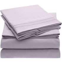 Mellanni Full Size Sheet Set - Hotel Luxury 1800 Folhas de Cama & Fronhas - Folhas de Cama de Resfriamento Extra Macia - Bolso Profundo até 16 polegadas - Ruga, Fade, Resistente a Manchas - 4 Peça (Completa, Lavanda)