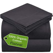 Mellanni Organic Cotton Flannel King Size Sheets Set - Escovado para Extra Maciez e Conforto - Conjunto de Roupa de Cama King Size - Quente, Duplo Escovado - Lençol Embutido, Lençol Plano e 2 Almofadas (Rei, Cinzento)