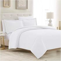 Mellanni White Duvet Cover Queen Size Set - 5pcs Queen Bedding Set - Queen Comforter Cover Set - White Queen Duvet Cover - com 2 Shams e 2 Pillow Cases - Button Closure & Corner Ties (Queen, White)