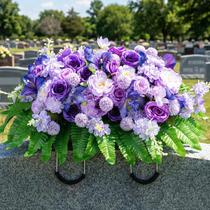 Memobloom Suporte Floral Artificial Roxo para Lápide de Cemitério 68x48 cm