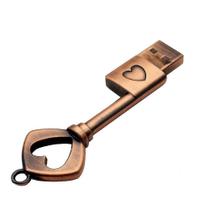 Memória cache pen drive metal cobre amor coração chave usb flash drive memory stick chave genuíno pendrive 32gb polegar