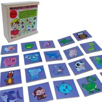 Memória educativa animais e filhotes 40 pç caixa c tampa